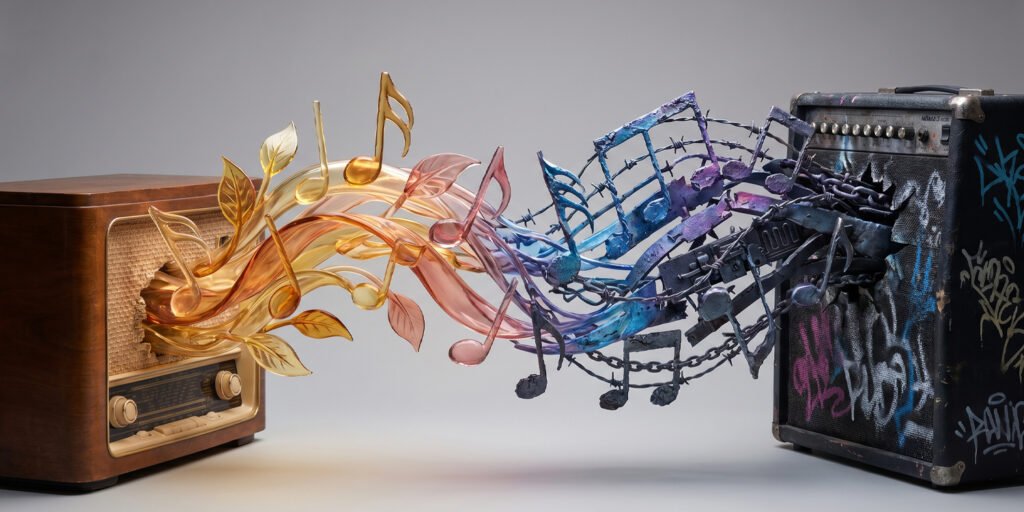 Over the past 60 years, pop music lyrics have become more rebellious and less empathetic. Over the past 60 years, pop music lyrics have become more rebellious and less empathetic.