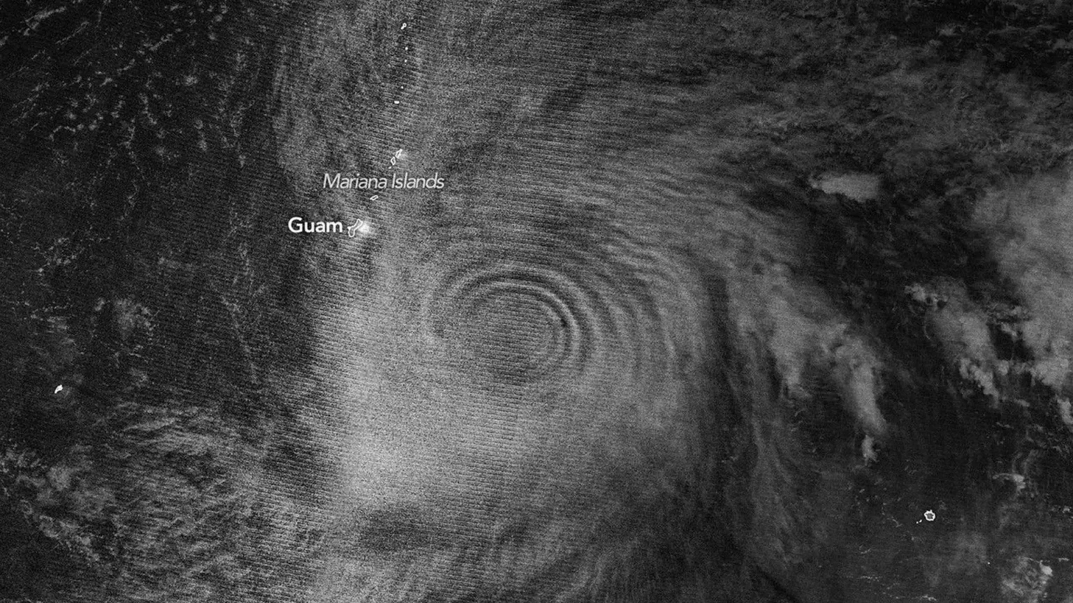 Atmospheric gravity waves caused by Super Typhoon Shinraku can be seen from space