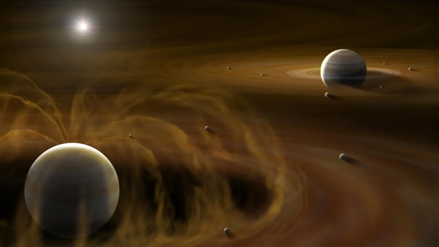 Why does Jupiter have several giant moons, but Saturn only has Titan?